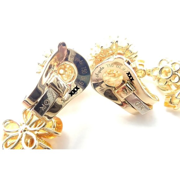 Authentic! Van Cleef & Arpels Folies des Pres 18k Gold Diamond Sapphire Earrings - Picture 12 of 12